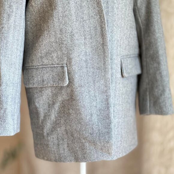 NWOT MNG Mango Gray Herringbone Wool Blend Blazer Minimalist Business Size XS - Picture 3 of 7